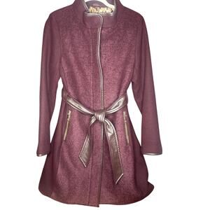 Nine West Women’s Burgandy  wool /leather coat size small